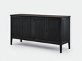 Sideboard-Holz-168×43×92 cm-Schwarz-vier gerahmte Rillentüren