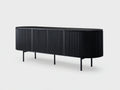 Sideboard aus Holz 180×42×78 cm Schwarz für Wohnzimmer - drei Rillentüren mit Rundkanten