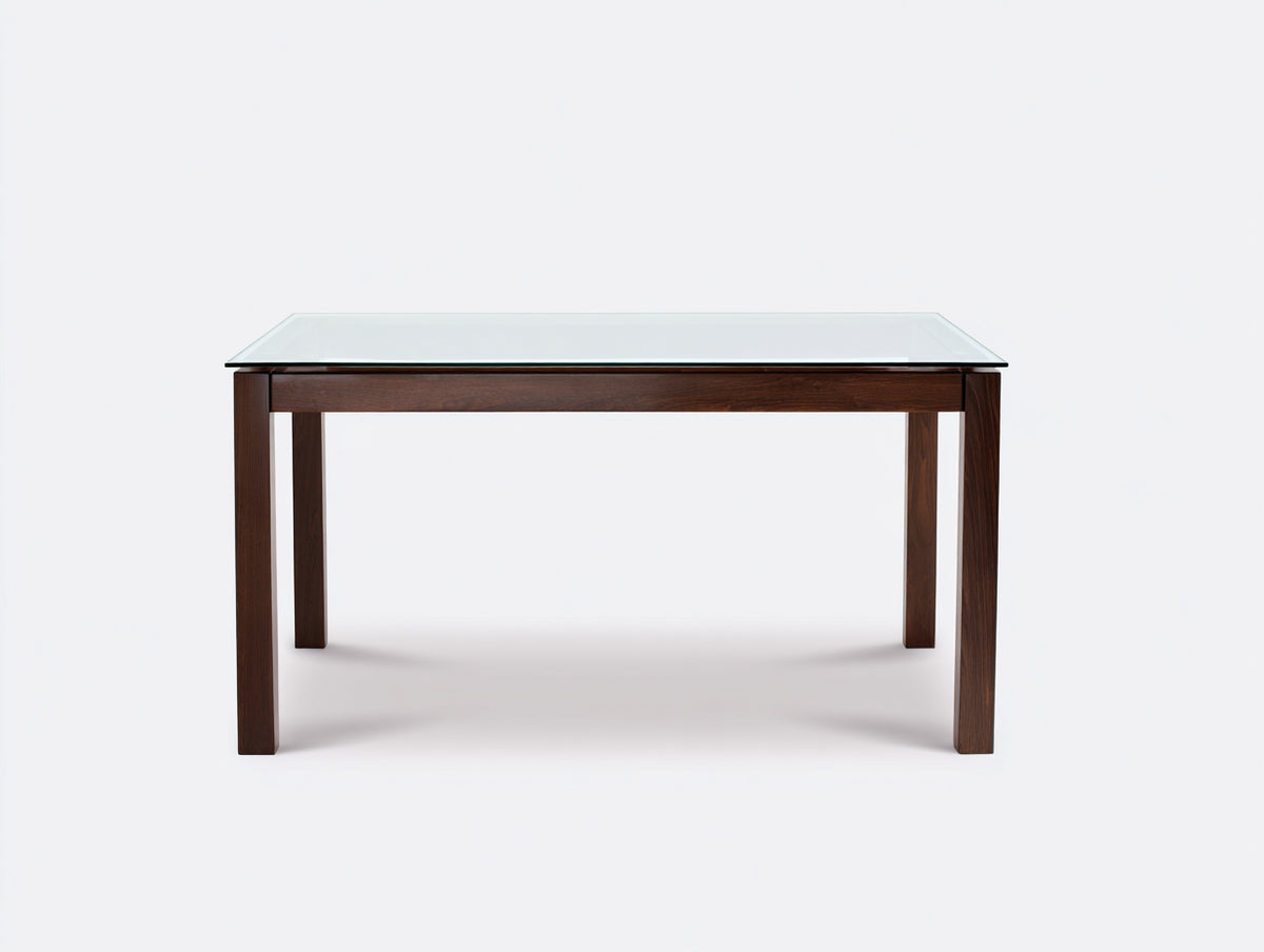 Esstisch-Glas-Holz-160×90×75 cm-Transparent/Dunkelbraun-geradliniges Design fürs Esszimmer