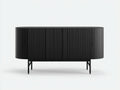 Sideboard-Holz-Metall-158×45×78 cm-Schwarz-gerundete Rillenfront mit Hochgestell