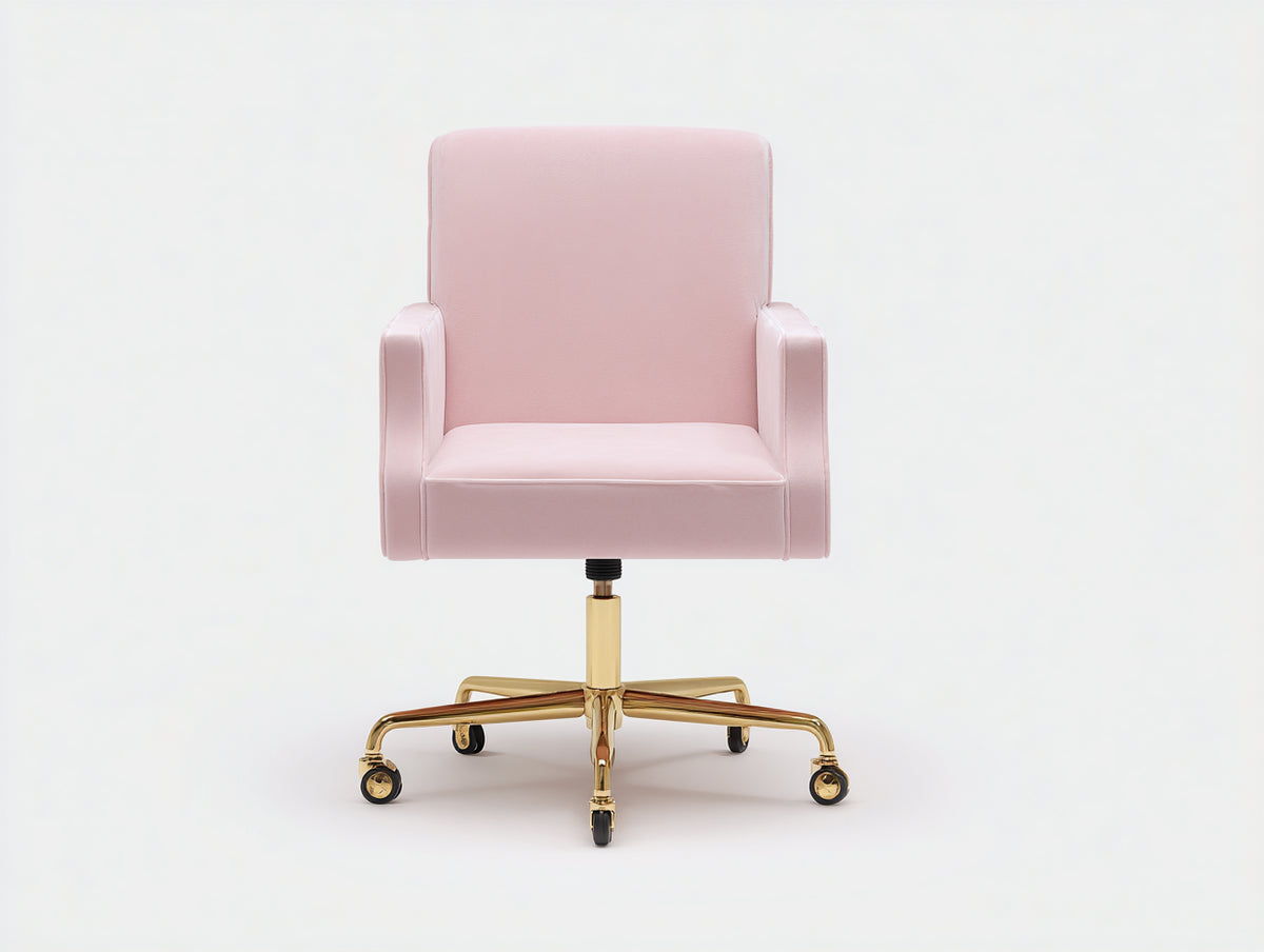 Liegestuhl aus Stoff 64×67×90 cm Rosa/Gold für Wohnzimmer - drehbar mit Rollen