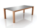 Esstisch-Glas-Holz-180×90×75 cm-Transparent/Dunkelbraun-minimalistische Form fürs Esszimmer