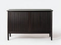 Sideboard aus Holz 132×40×84 cm Dunkelbraun für Wohnzimmer - zwei Rillentüren im geradlinigen Design