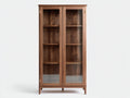 Vitrine-Holz-Glas-94×42×182 cm-Mittelbraun-klare Präsentationsvitrine fürs Wohnzimmer