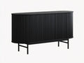 Sideboard aus Holzwerkstoff 170×42×82 cm Schwarz für Wohnzimmer - vier Rillentüren auf Metallgestell