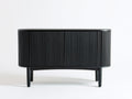 Sideboard aus Holz 122×40×80 cm Schwarz für Wohnzimmer - zwei Rillentüren mit gerundeter Front