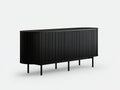 Sideboard aus Holzwerkstoff 190×43×78 cm Schwarz für Wohnzimmer - vier Rillentüren mit Rundseiten