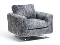 Liegestuhl in Felloptik und Metall 96×88×82 cm Grau/Silber für Wohnzimmer - drehbarer Komfortsessel