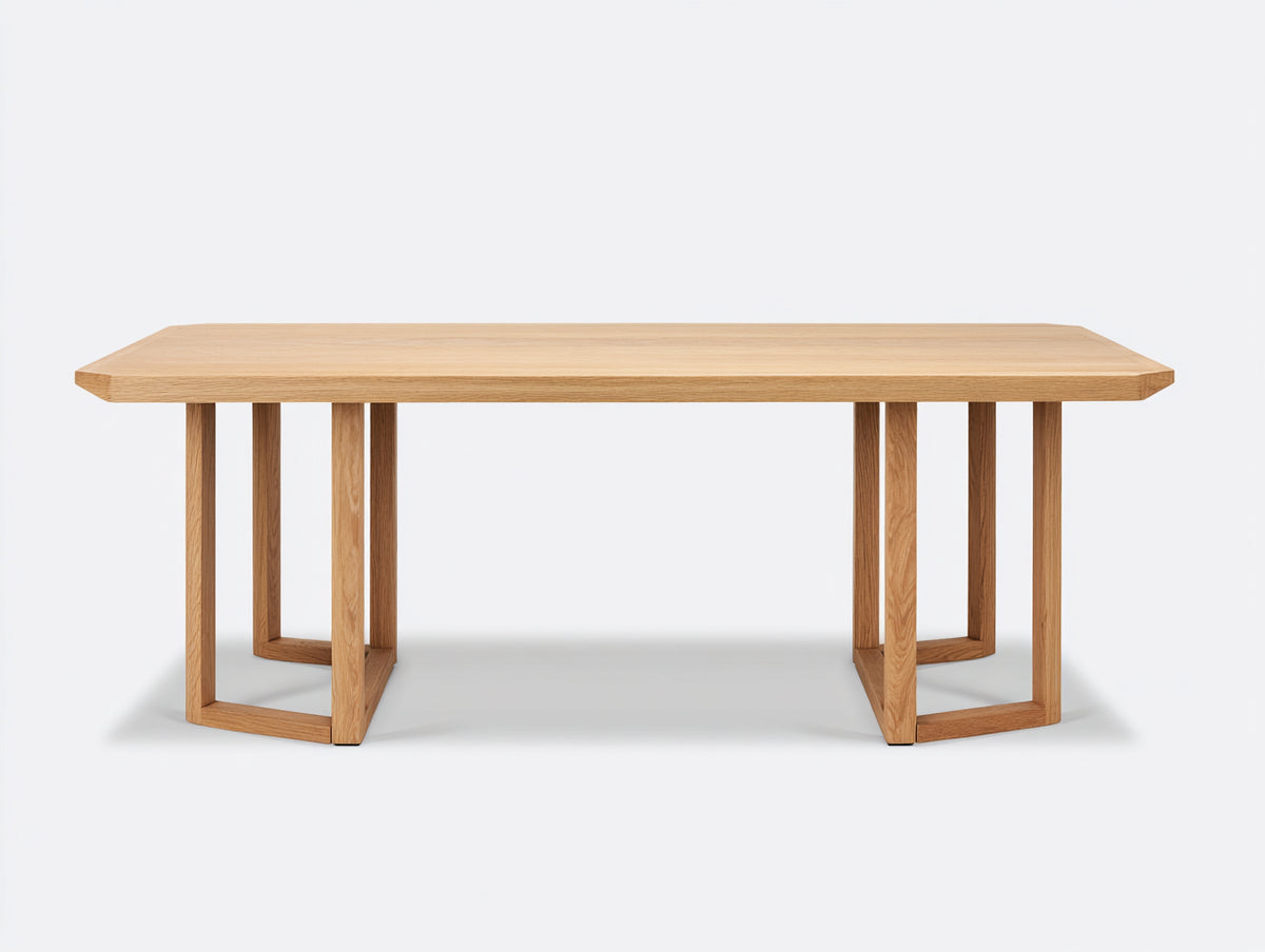 Esstisch aus Eichenholz 220×100×75 cm Natur für Esszimmer - rechteckig mit Rahmenfüßen