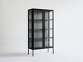 Vitrine aus Metall und Glas 86×40×180 cm Schwarz für Wohnzimmer - verglaste Seiten mit Zweitürfront